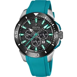 Chronograph FESTINA "Chrono Bike", grün (petrol), Armbanduhren, Herren, Armbanduhr, Quarzuhr, Herrenuhr, Stoppfunktion, bis 10 bar wasserdicht