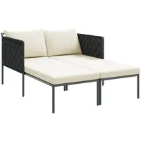 VidaXL Doppel-Sonnenliege mit Kissen Anthrazit 115x153x69,5 cm Stahl