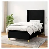 Lattenrost mit Matratze, Schwarz, 90 x 190 cm, Stoff, Plattformbett mit Lattenhalter, einfache Montage, für Schlafzimmer, Erwachsene