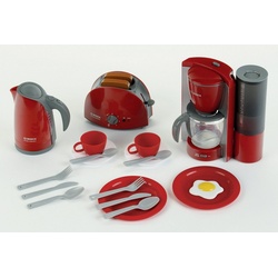 Klein Kinder-Küchenset Bosch Frühstückset, (Set, 16-tlg), Wasserkocher mit Wasser befüllbar grau|rot