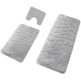 MODFU Badematte 3er Badematten Set Badvorleger Duschvorleger Duschmatte Badteppich, rutschfeste unterseite, Rutschfest, Weich, Maschinenwaschbar, Polyester, rechteckig und U-förmig, 40x60+50x60U+50x80CM, Badezimmern Waschtischen Schlafzimmern Wohnzimmern Fluren Waschküchen grau