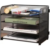 NUODWELL Schreibtisch-Organizer aus Netzstoff, 4 Ebenen, Büro-Papier-Organizer, Dokumentenhalter, A4, Papierablageschalen für Zuhause, Büro, Schule