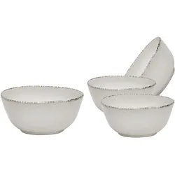 Van Well | URBAN Schale 15 cm creme 4er Set  - Steinzeug Bowl, für Nudeln, Suppe,Salat Poke oder Müsli