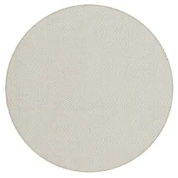 Teppich THE CARPET "Boho Nature Wool", beige (creme), Ø:120cm, Wolle, Teppiche, Natur Wool Handgewebter Wollteppich skandinavischen Boho-Look