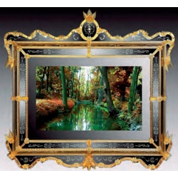 Casa Padrino Luxus Barock Spiegel Gold - Prunkvoller Wandspiegel im Venezianischen Stil mit integriertem 40 Zoll TV - Hotel Möbel - Barock Möbel - Luxus Möbel im Barockstil - Made in Italy