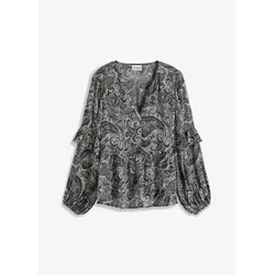 bonprix bedruckte Tunikabluse, schwarz, 48