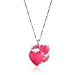 Elli Kette mit Anhänger »Halskette Emoji Herz Emaille Rosa 925 Sterling Silber« Elli Silber 45