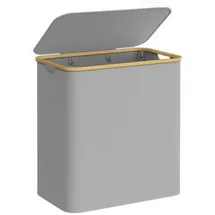 Songmics Wäschekorb Kunststoff/Metall grau 150 L 60x70,5x38,5 cm mit Deckel/3 Fächern