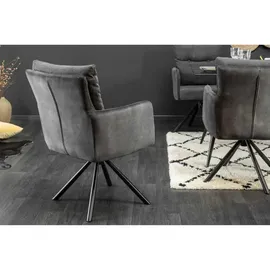 Riess-Ambiente BIG GEORGE - drehbar anthrazit Samt Strukturstoff Armlehnenstuhl Federkern Esszimmer