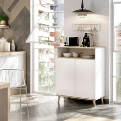 Dmora Sideboard Varatella, Wohnzimmer-Pantry-Buffet, modernes Wohnzimmer-Sideboard mit 2 Türen, 80x40h102 cm, Weiß und Eiche