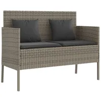 Furnicato Gartenbank mit Kissen Grau Poly Rattan