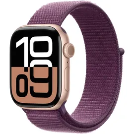 Apple Watch Series 10 GPS 46 mm Aluminiumgehäuse roségold Sport Loop pflaume