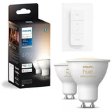 2er-Set dimmbares Philips Hue White Ambiance GU10 LED-Leuchtmittel, 4,2 W, 230 V + Dimmschalter