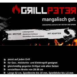 Grillpeter Mangal Ararat 2 mm Schaschlikgrill + 11er Drehspieß Haube Elektromotor