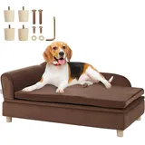 Vevor Haustiersofa, Hundecouch für große Hunde und Katzen, weiches, samtiges Hundesofabett, 50 kg belastbares Katzensofa, Hundebett Haustierbett Dunkelbraun