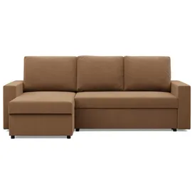mebligo Ecksofa mit Schlaffunktion NEO mit gerader Armlehne, 231x140cm Braun - Braun