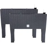 Famanu Blumentopf mit Wasserstandsanzeige - Rattan-Look Pflanzgefäße für Balkon und Garten - 2 Stück