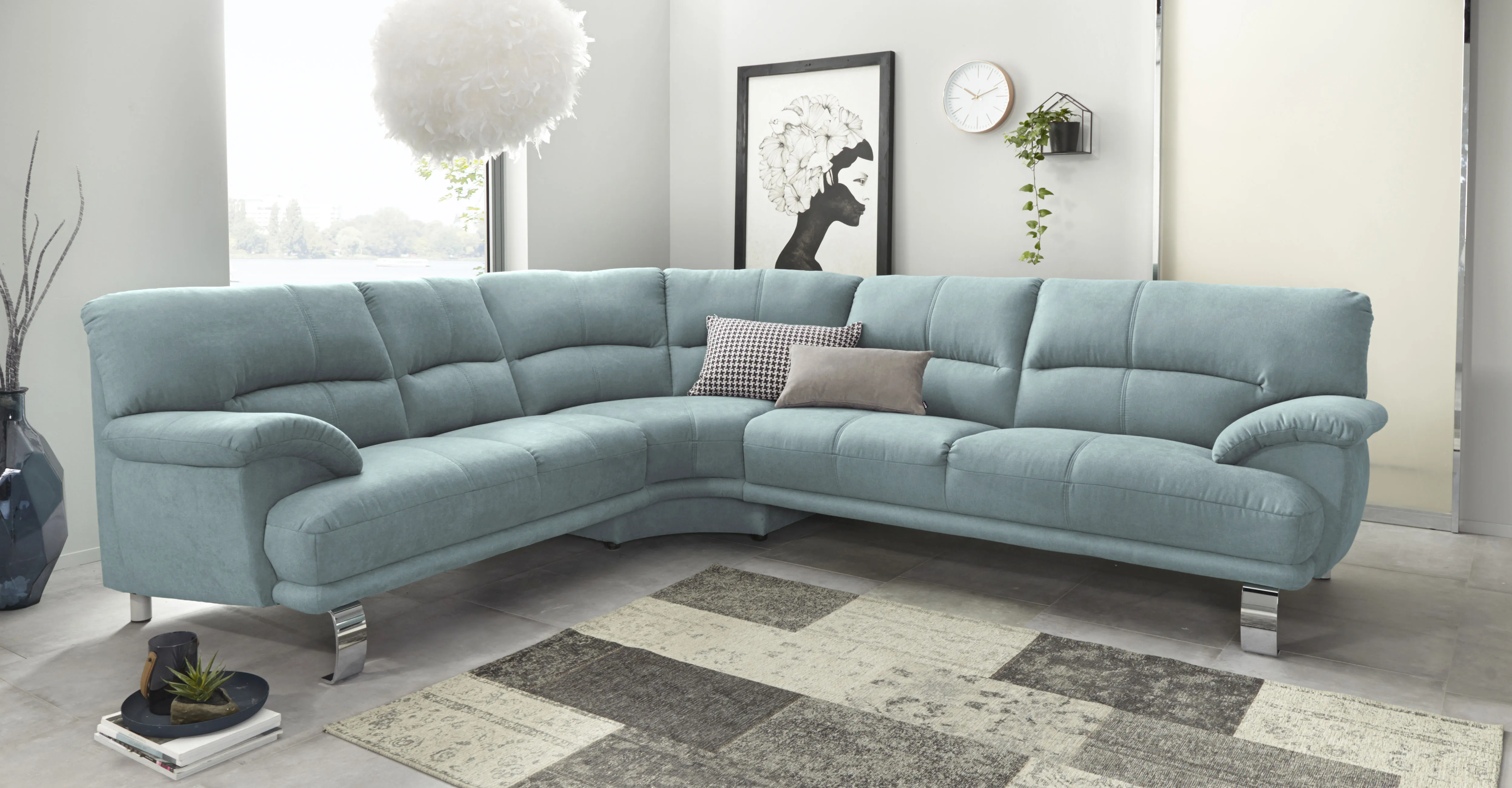 TRENDMANUFAKTUR Ecksofa »Cecilia II, in italienischen Design, bequem, hoher Sitzkomfort, L-Form«, extrabreite Armlehnen für noch mehr Sitzkomfort TRENDMANUFAKTUR mint