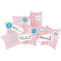 Frau WUNDERVoll® DIY Adventskalender Christkindzum Befüllen rosa Sterne und Streifen,Ziffern blau