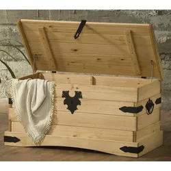 Truhe HOME AFFAIRE, gelb (honig), B:92cm H:50cm T:46cm, Massivholz, Truhen, im mexikanischen Landhaus-Stil