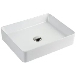 Alpenberger Design Aufsatzwaschbecken mit Nanobeschichtung | Keramik Waschbecken für Bad & Gäste-WC | Waschtisch Weiß mit Hahnloch | Modernes Becken