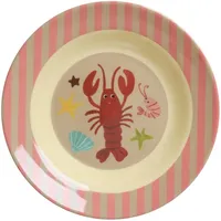 Rice Tiefer Teller Ocean Print 20 cm Koralle