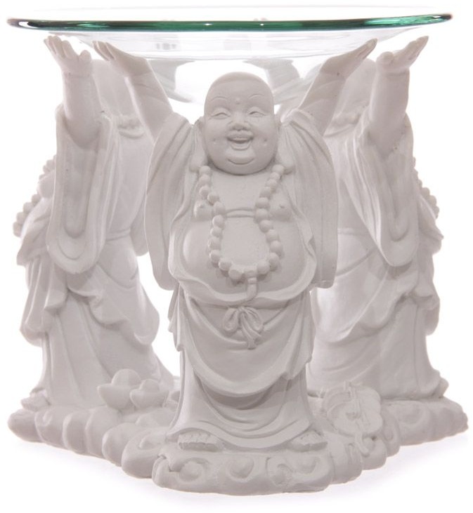 Weißer lachender Buddha Dutflampe 11cm