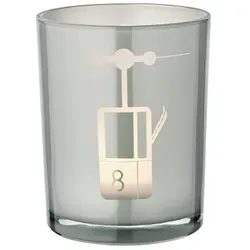 EDZARD Windlicht Lift (Höhe 13 cm, ø 10 cm) in Grau, Windlicht mit sportlichem Skilift-Motiv