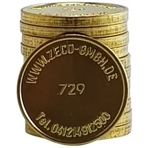SchellCount Zeco Wertmarke WM8, Waschmarke kompatibel mit Miele 11729, Messing Jeton, 10 Stück (WM8, 17 x 1,8mm)