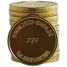 SchellCount Zeco Wertmarke WM8, Waschmarke kompatibel mit Miele 11729, Messing Jeton, 10 Stück (WM8, 17 x 1,8mm)