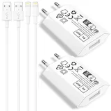 Ladekabel für iPhone, 4er-Pack 5W USB A Ladegerät und 2M Ladekabel für iPhone 8 7 6 6S 5S 14 13 12 11 Pro Max XR X XS SE Plus, USB Netzteil Stecker Adapter Ladegerät, Kable Ladeadapter Romalux