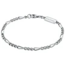 KUZZOI Armband 925 Sterling Silber Figaro in Schwarz | Gr.: 19 cm
