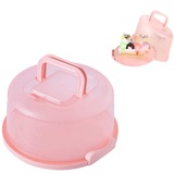 Gloryit Kuchen Transportbox Kuchenbehälter Muffin Transportbox Rund Kuchenbox Transportbox rund mit Deckel Kuchenbehälter für den Transport von Kuchen, Keksen, Kuchen, Torte, Ø 25x13 cm (Rosa)