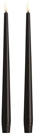 LED taper candle - Slim - Charcoal - 23x300 mm - 2 pcs
