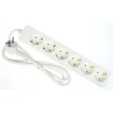 1 x G-L-T 6-Fach Mehrfachsteckdose Weiss Steckdosenleiste, Steckplätze 45 Grad gedreht, Kabel 1,4m, Steckerleiste