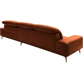 Musterring Wohnlandschaft MUSTERRING "MR 2490", braun (cognac, b), B:342cm T:207cm, Sofas, Wohnlandschaft, Bronze-Fuß, Sitzhöhe 48cm, wahlweise mit Funktionen, Maße 342 x 207 cm