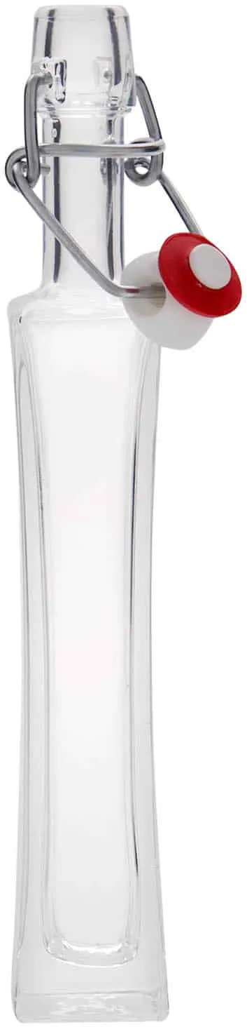 Glazen fles 'Koko', 40 ml, vierkant, monding: beugelsluiting