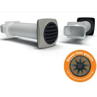Airtec Flachkanal 222x89mm, Teleskop-Mauerkasten 350-680mm, Rückstauklappe Abluft Küche
