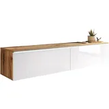 P & B Lowboard 140x30 cm Weiß/Eiche Holzwerkstoff