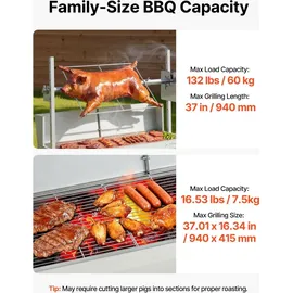 Vevor Drehspießgrill 94 cm Silber