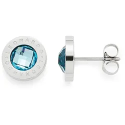 Paar Ohrstecker LEONARDO "015785, hellblau Matrix", bunt (edelstahlfarben, hellblau, hellblau), Ohrringe, Damen, Edelstahl, mit Glassteinen