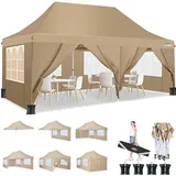 COBIZI Pavillon 3x3 Wasserdicht Stabil Faltpavillon 3x3 Profi mit 4 Seitenteilen Gartenpavillon Gartenlauben Faltbar UV-Schutz 50+ Partyzelt für Strand Hochzeit Camping, Grau