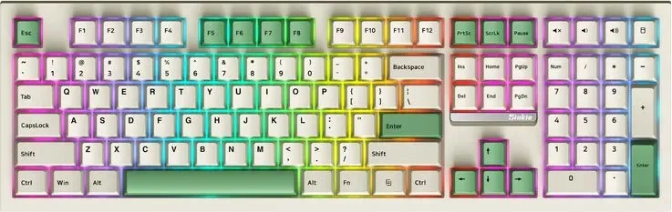 Siukie PL108W mechanische Tastatur, 108 Tasten, abnehmbarer Schalter, 3 Modi, RGB, Beige