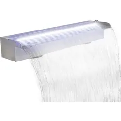 vidaXL Pool-Wasserfall Fontäne mit LEDs Rechteckig Edelstahl 60 cm