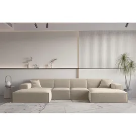 Fun Möbel Wohnlandschaft U-Form CELES PREMIUM XS in Stoff Opera Velvet Beige