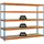 Proregal Schwerlastregal Wood Beast Five HxBxT 200 x 210 x 75 cm 5 Ebenen Fachlast 500 kg Blau-Orange