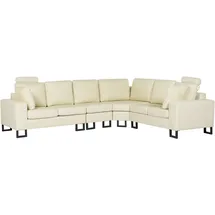 Beliani Ecksofa 6-Sitzer STOCKHOLM Echtleder Hellbeige linksseitig