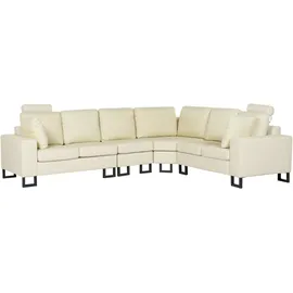 Beliani Ecksofa 6-Sitzer STOCKHOLM Echtleder Hellbeige linksseitig
