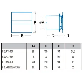 Cata E 150 GT Bad-Abzieher, Timer, 21 W, weißes Glas