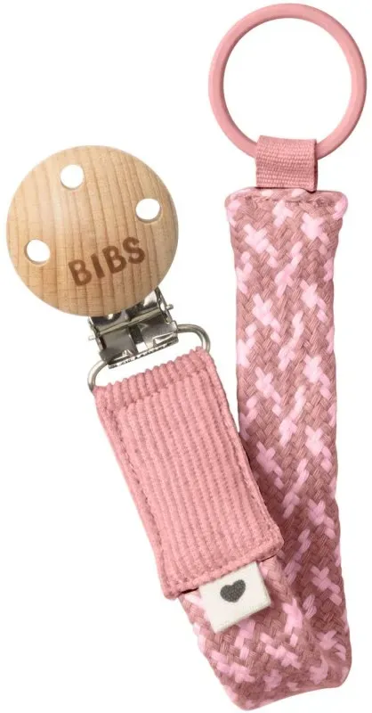 BIBS Paci Braid Schnullerclip Dusty Pink / Baby Pink 1 St.